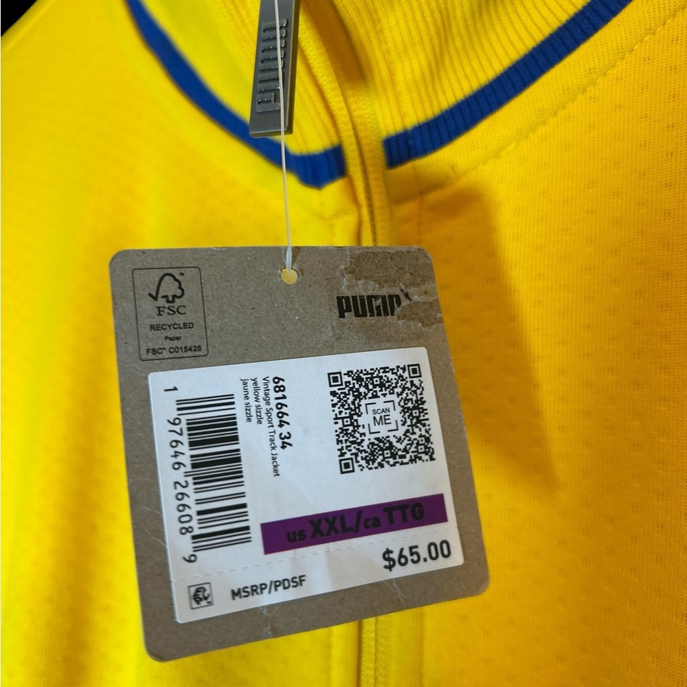 Puma Men's Vibrant Yellow Track Jacket Size 2XL Brand New - Picture 3 of 4